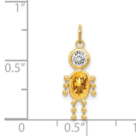 14k Yellow Girl Boy CZ Colored Stone birthday Month Charm Pendant - Picture 7 of 10